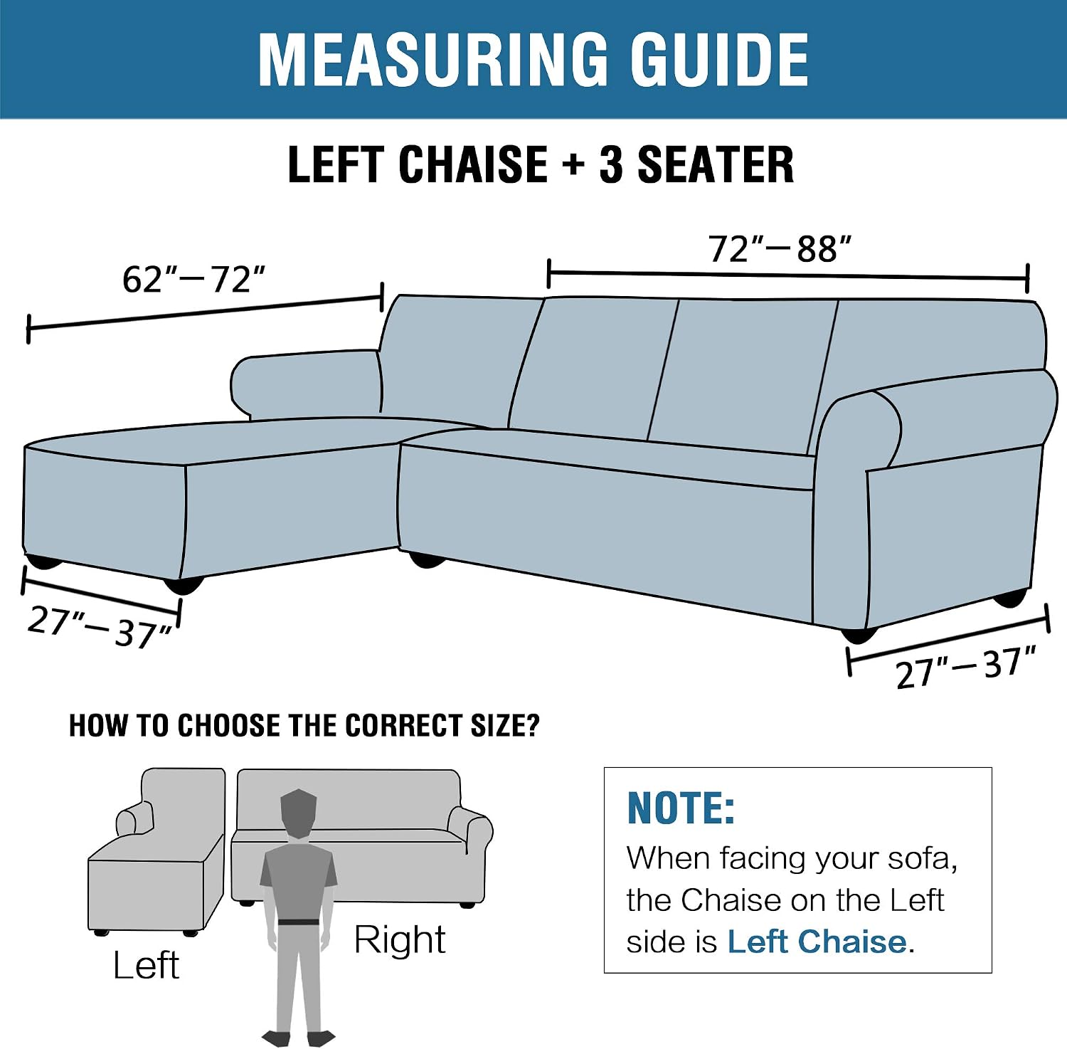 H.VERSAILTEX Thick Velvet Stretch L Shaped Sofa Cover 4-Seat Sofa Sectional Couch Cover 2 Piece Sofa Cover Plus Left Chaise Cover with Non Slip Straps, Soft, Comfy and Bouncy, Grey