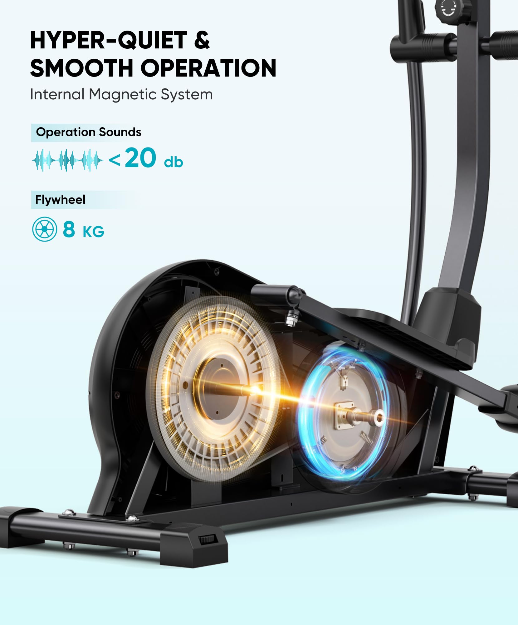 THERUN Vélo Elliptique Silencieux pour Maison, 16 Niveaux de Résistance Magnétique, Supporte Jusqu’à 120 kg, Écran LCD, Entraînement Cardio Corps Complet