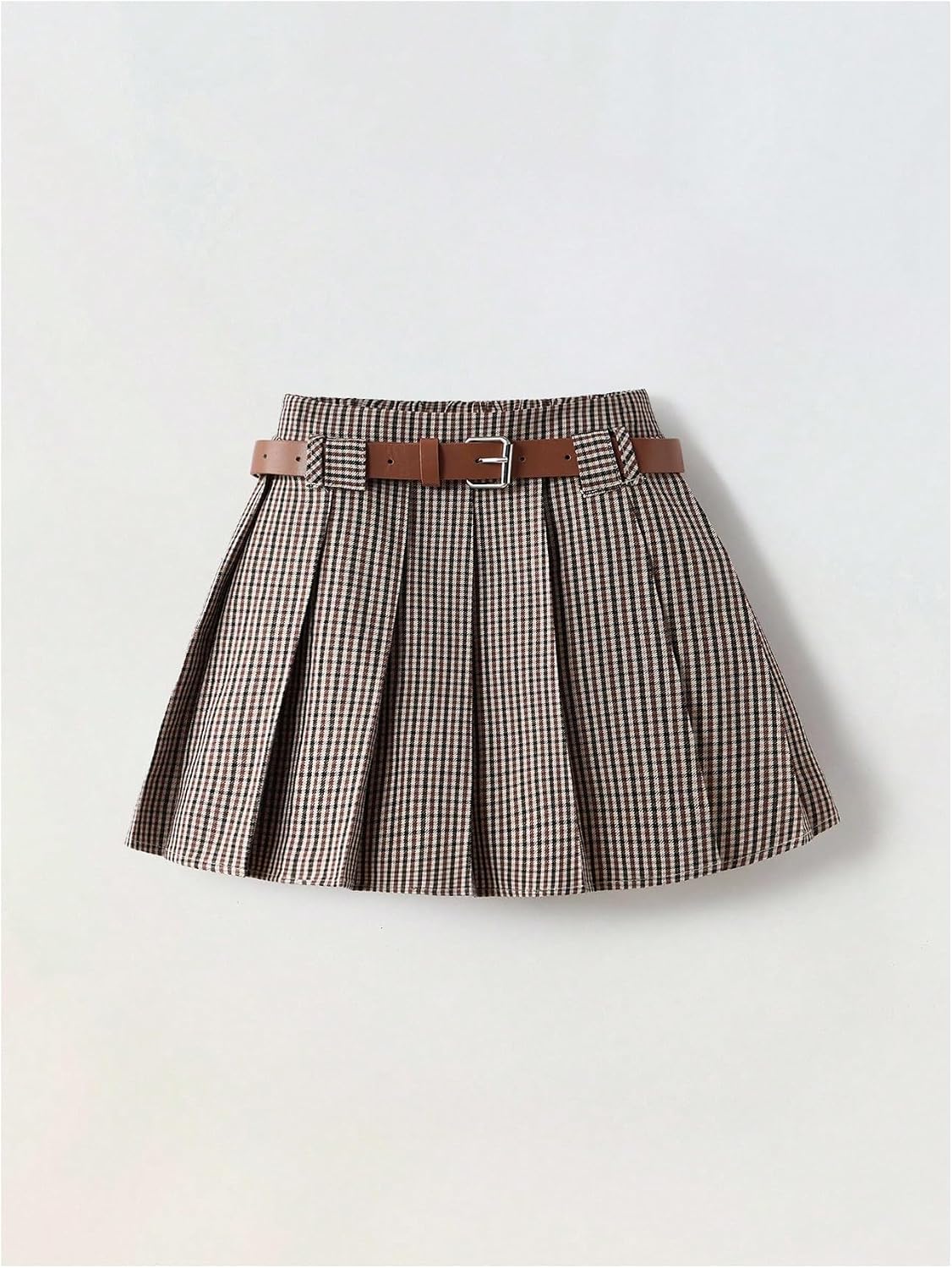 MakeMeChic Toddler Baby Girl's Plaid Pleated Mini Skirt A Line Belted Y2K Skirts