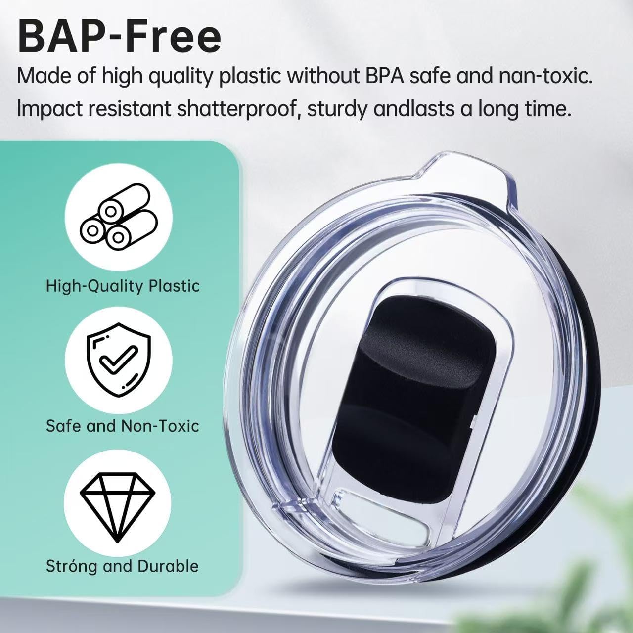 2 Pack Tumbler Lid for YETI, Lid Compatible With YETI 42/35 oz Tumbler with Handle, 30 oz Travel Mug, 26 oz Straw Cup, 14 oz Mug, Travel Spill Proof Cup Lids with Magnetic Slider Switch, BPA Free