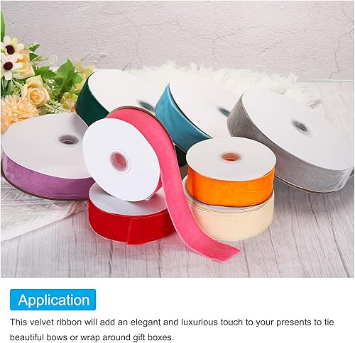 Miniatura 4 de MECCANIXITY Cinta de terciopelo de 1 12 pulgadas x 25 yardas, carrete de una sola cara sedosa para manualidades, envolver regalos, decoración de