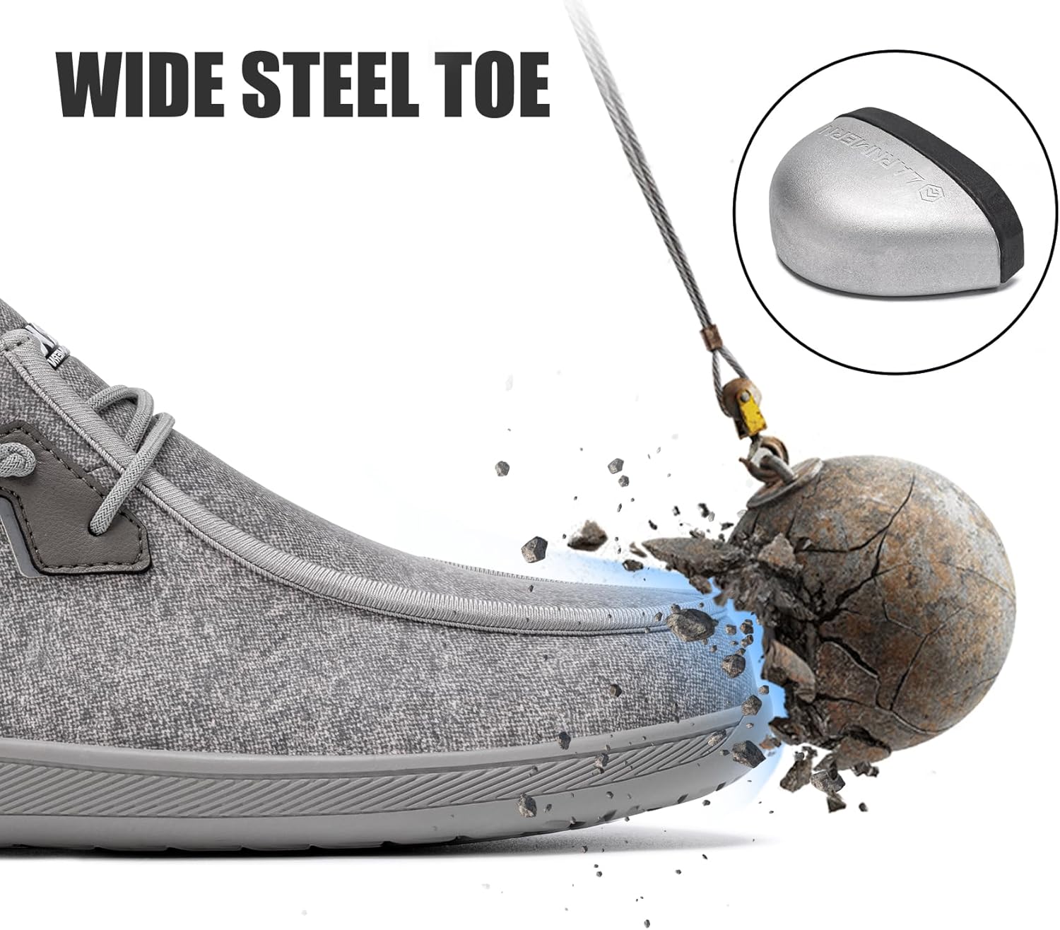 LARNMERN Waterproof Steel Toe Shoes Men Slip On Work Sneakers Lightweight Safety Loafers Comfortable - Image 3