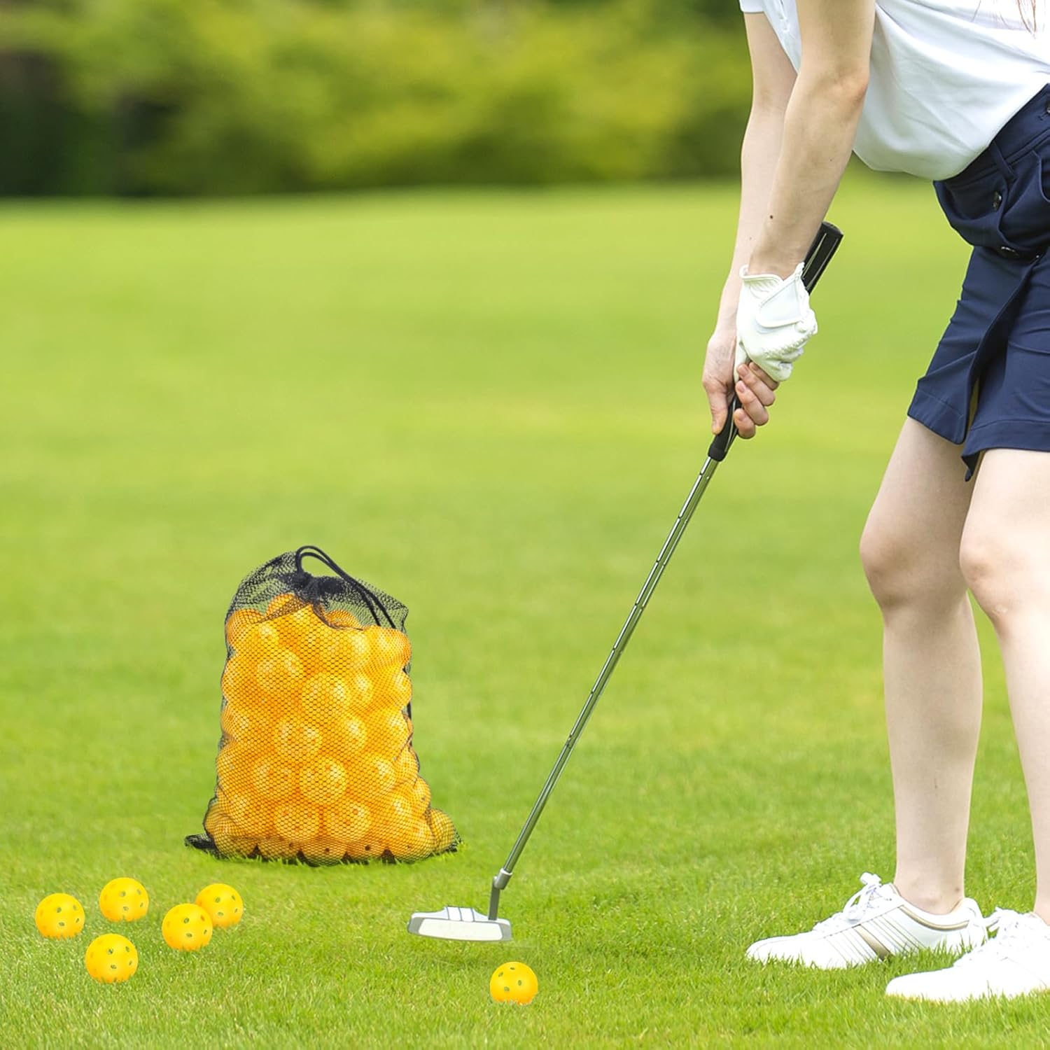 100 Pack Yellow Practice Golf Balls 42mm Plastic Golf Balls Limited Fligh Training Golf Balls AdecortalkBulk for Backyard Swing Practice Driving Range Indoor Outdoor Use - Image 5