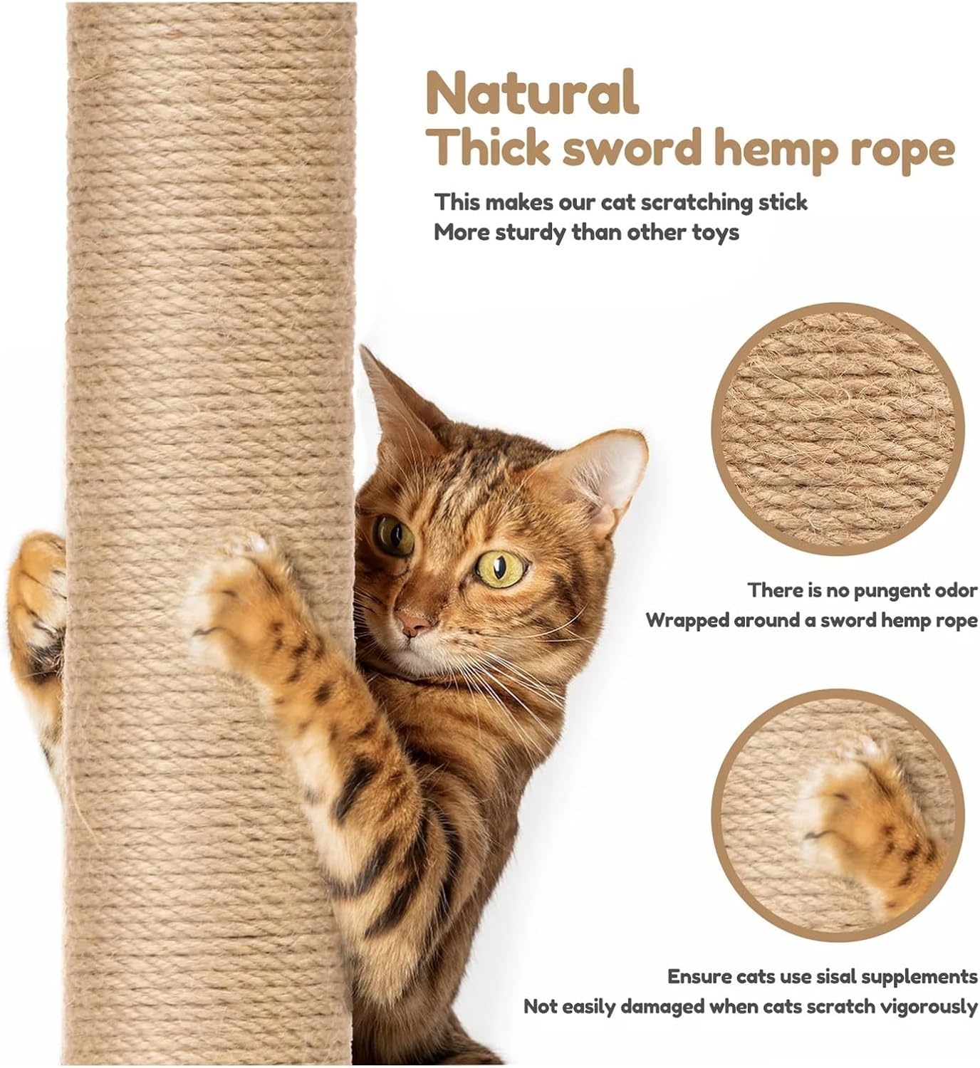 4Pcs Natural Sisal Scratching Post Replacement Poles