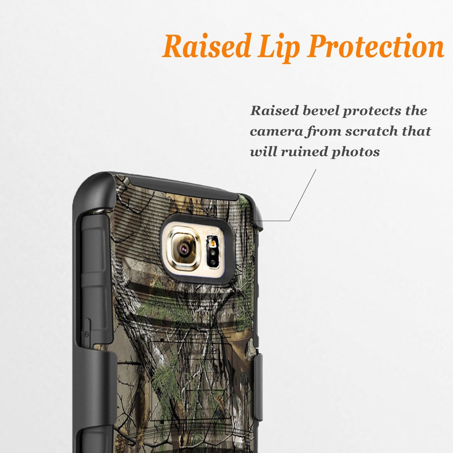 Circlemalls - Galaxy S7 Edge Case, [Not Fit Galaxy S7 / S7 Active] with [Tempered Glass Screen Protector Included], Armor Heavy Duty Kickstand Cover with Belt Clip Holster - Camo