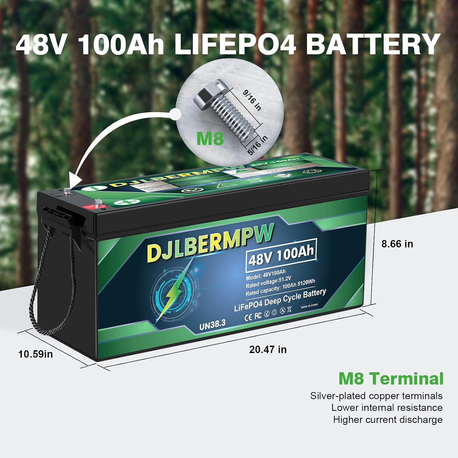 48V 100Ah Lithium Golf Cart Battery, 48 Volt Lithium Battery for Golf Cart, 5120W Output Built-in 100A BMS, Up to 15000 Deep Cycles, Grade A Cells, Fit Club Car, RV, Solar Off-Grid