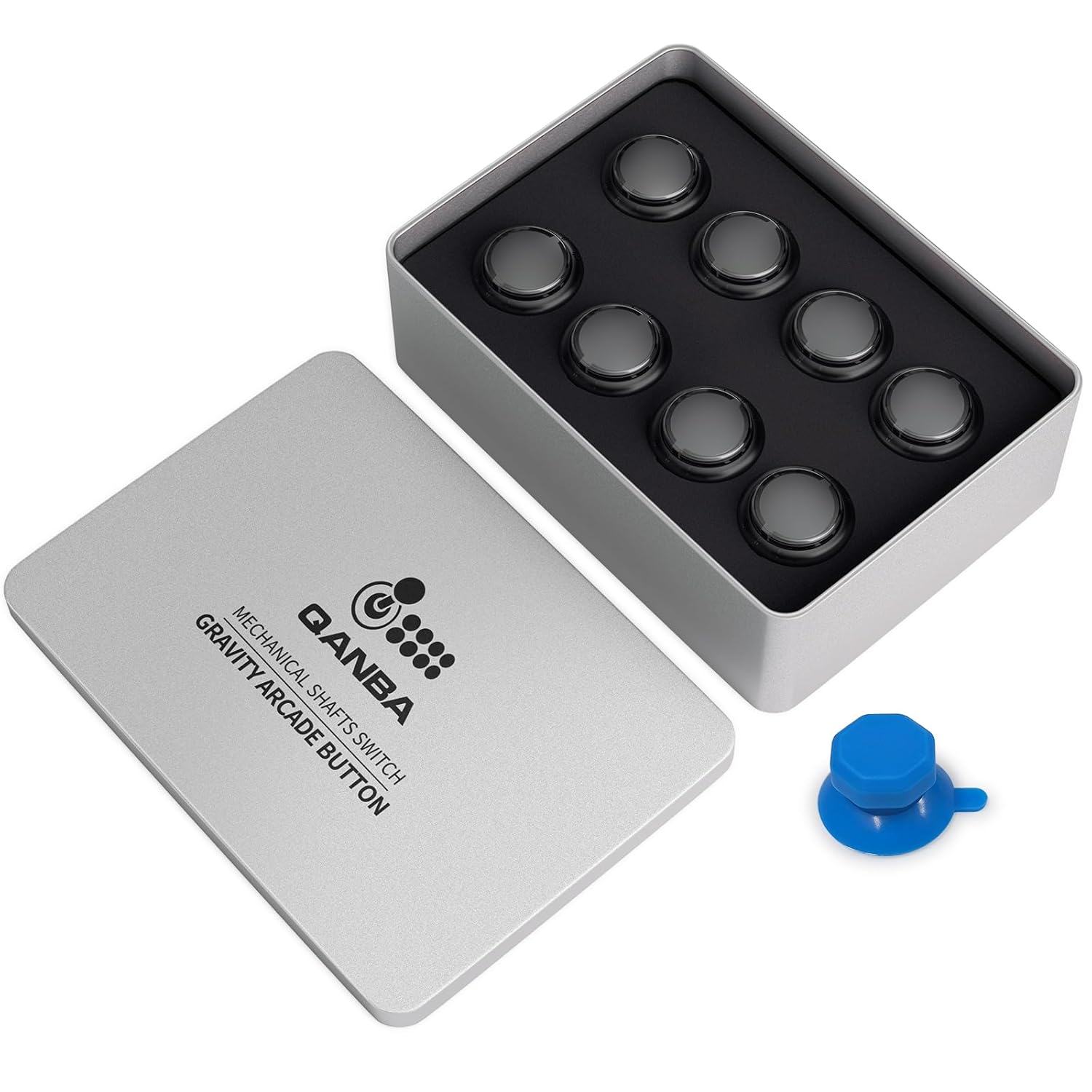 qanba Arcade Gravity KT Buttons 30mm Snap-in Mechanical Pushbutton (Boxed Clear Black 30mm TD04)