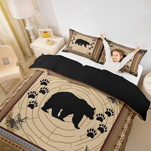 Miniatura 3 de Erosebridal Juego de ropa de cama de oso salvaje, funda de edredón con diseño de flecha y azteca, estilo nórdico exótico, decoración de habitación
