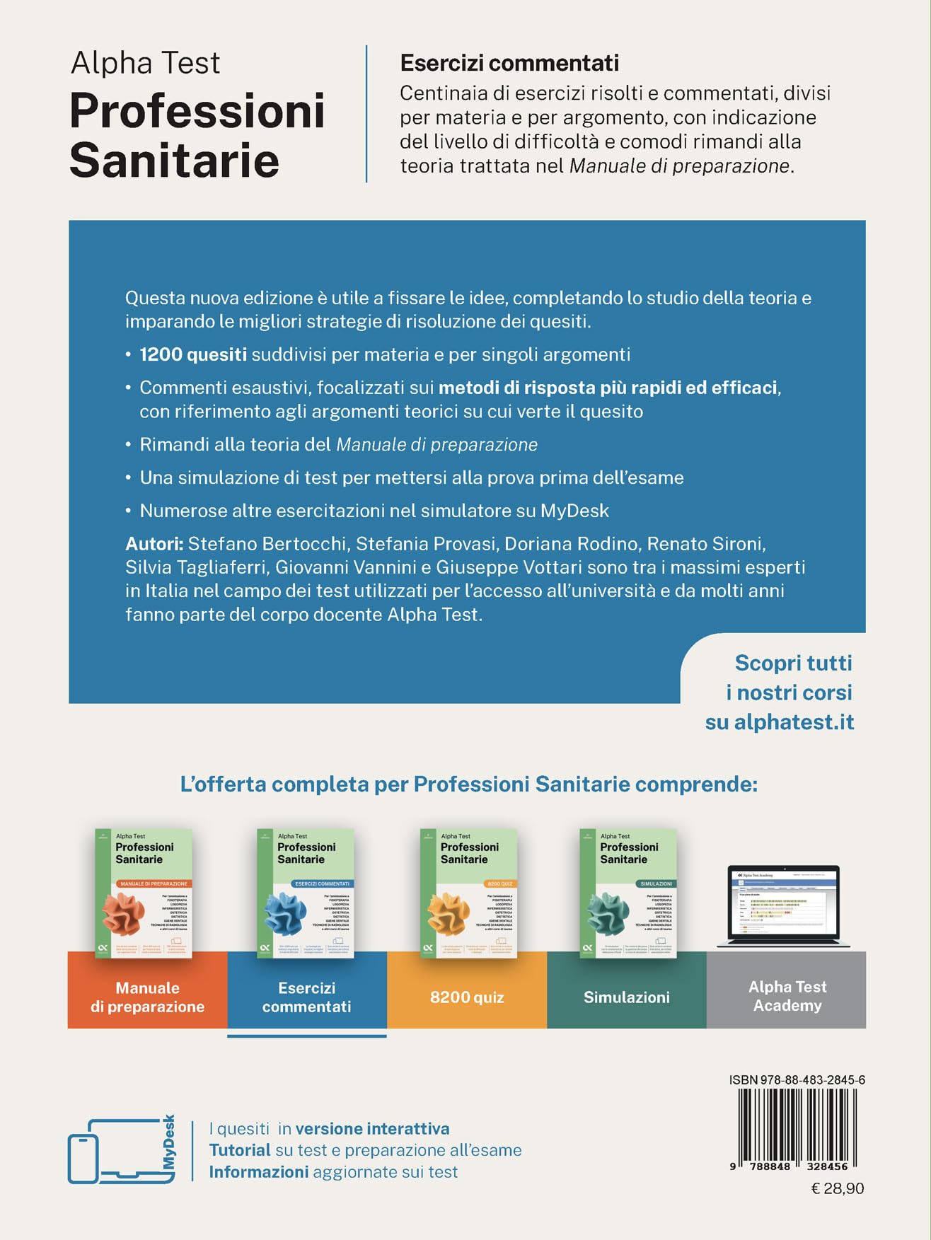 Alpha Test Professioni Sanitarie 2026-2027. Esercizi commentati. Per test di ammissione universitari. Con simulatore online