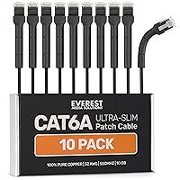 Vista 14 de Everest - Cables de conexión Ethernet Cat6a Ultra Slim de 1 pie (paquete de 24 unidades), color blanco, cable de conexión Cat 6a de 10 GB, cable
