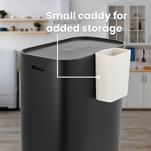Miniatura 4 de happimess HPM1014B Beni Kitchen - Bote de basura de doble cubeta de 16 galones con tapa de cierre suave, moderno, minimalista, a prueba de huellas