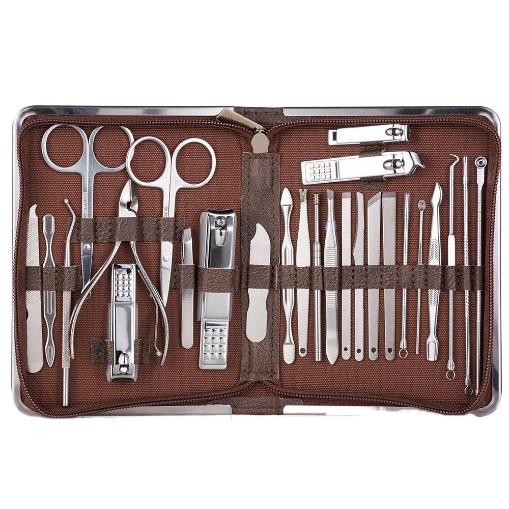 Kit de toilettage complet avec accessoires de pédicure et étui de voyage