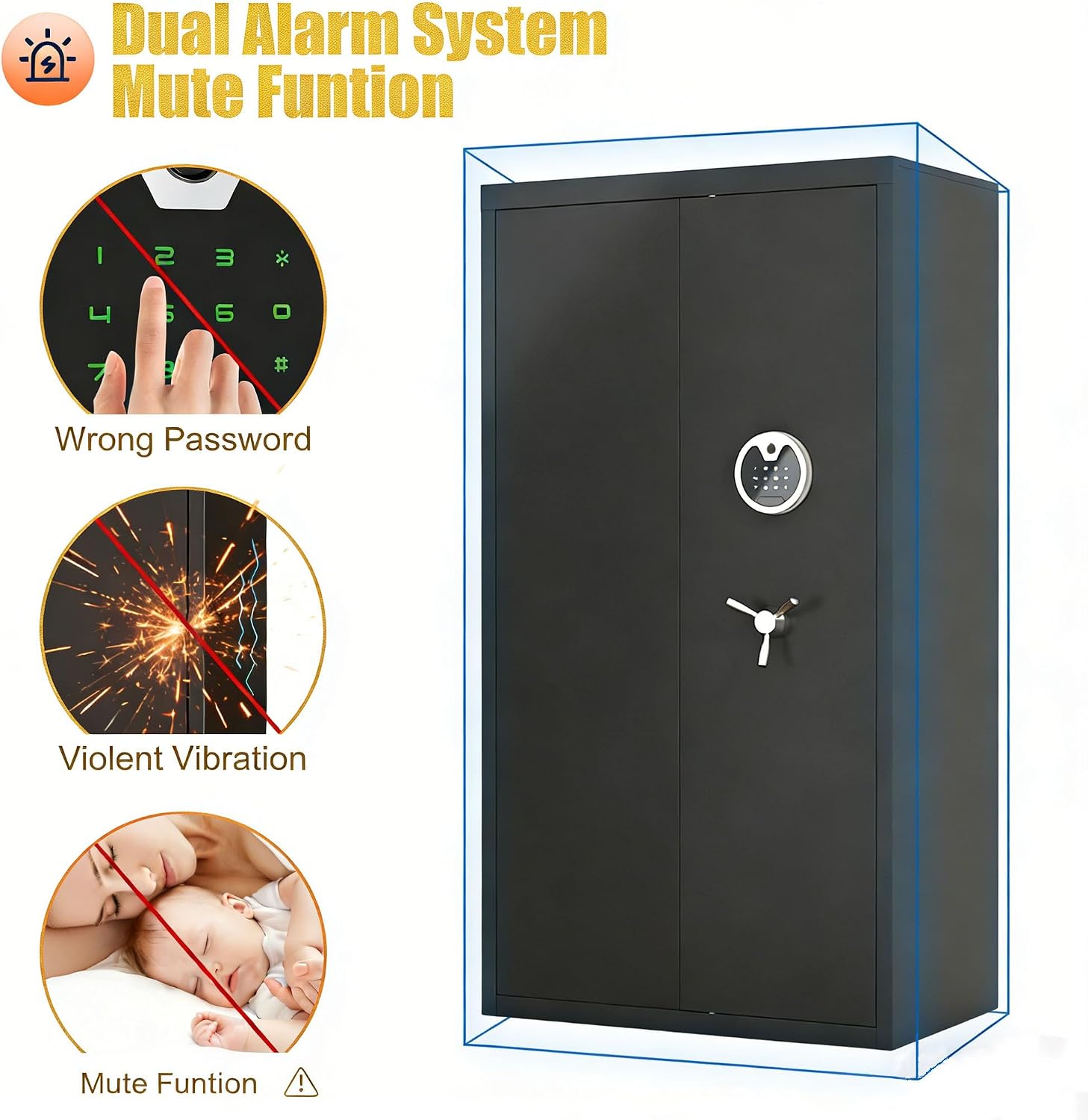 Biometric Unassembled Rifle Safe, 30-40 Gun Capacity Double-Door Gun Cabinet with Fingerprint & Keypad Unlock for Home Defense