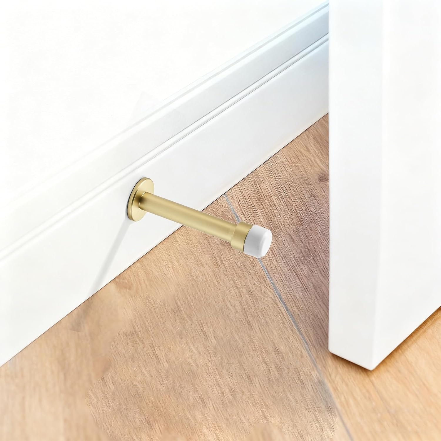 Khtumeware 3" Brushed Gold Premium Door Stoppers,Metal Solid Rigid Door Stop 10 Pack, Sound Dampening Door Stop Bumper Wall Protetor,Satin Gold