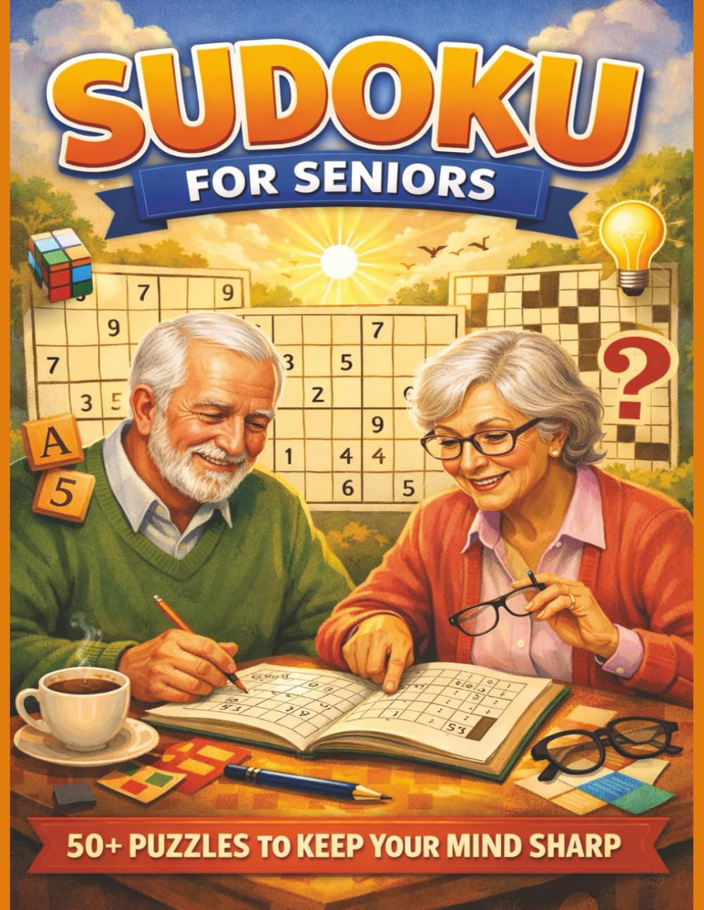 Sudoku Puzzles for Seniors: 50+ Large Print Easy-to-Medium Brain Games to Keep Your Mind Sharp, Solutions Included