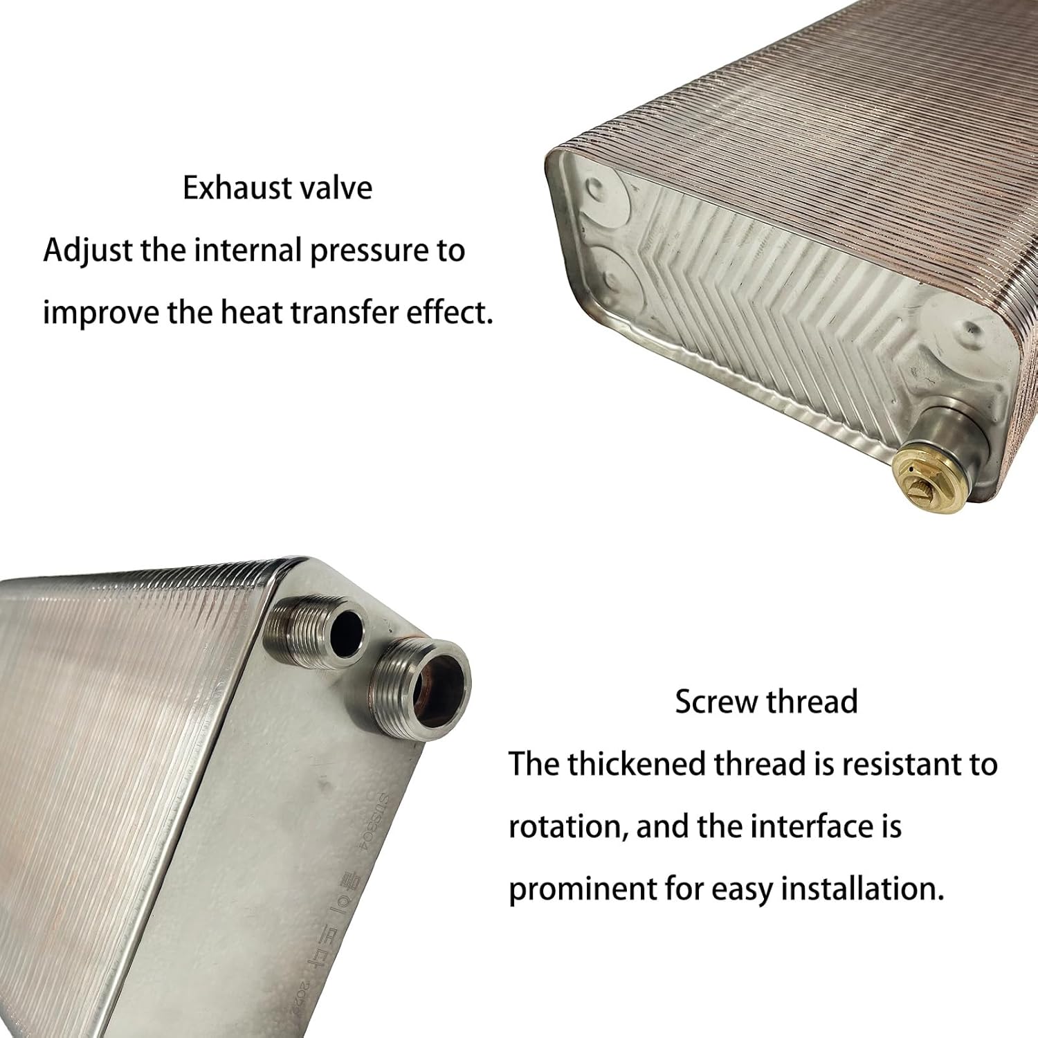INTBUYING 100 Plate Heat Exchanger Water to Water Brazed Plate Heat Exchanger SUS304 Stainless Steel Heat Exchanger for Water Heating Floor Heating
