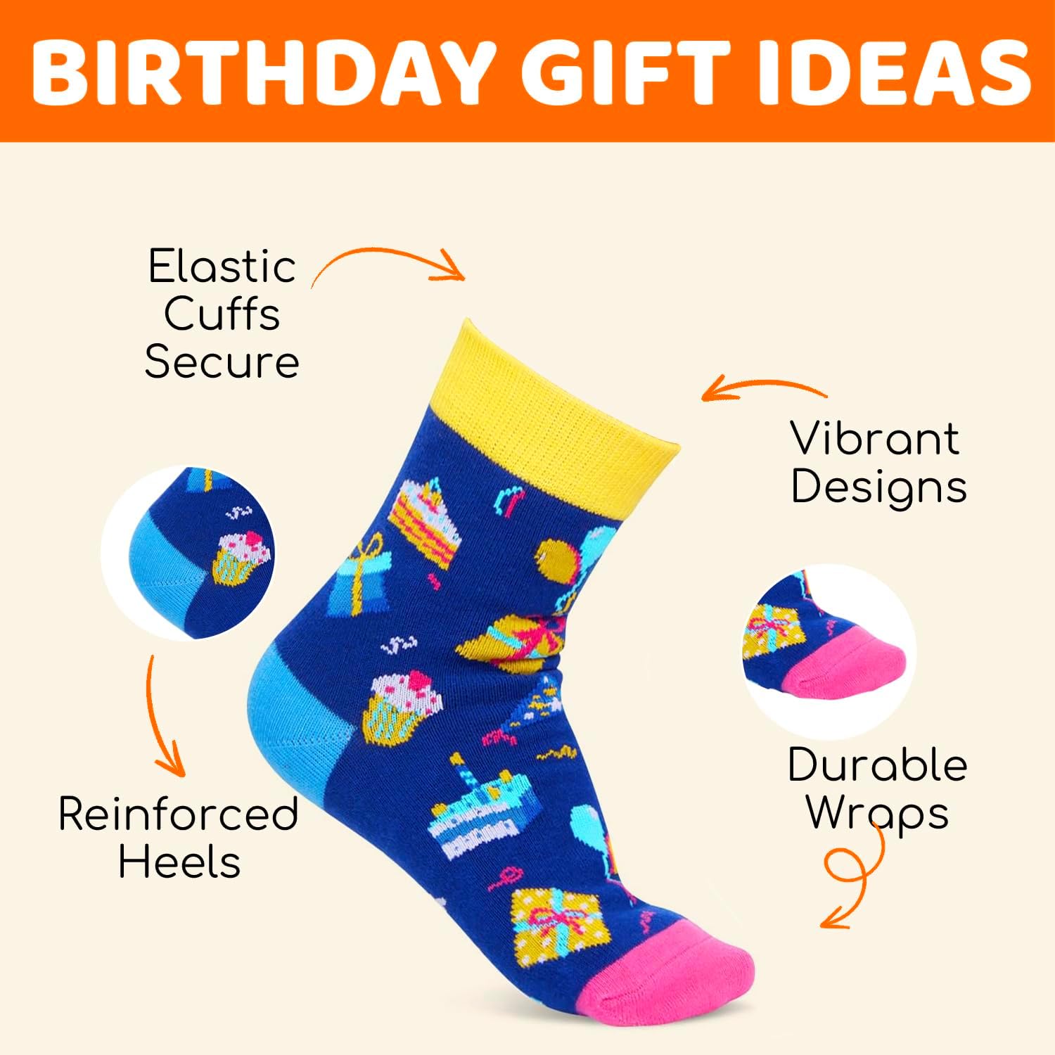 HAPPYPOP Birthday Gift Ideas - Socks with Greeting Card for Kids Girls Boys Age 5-10 - Image 4