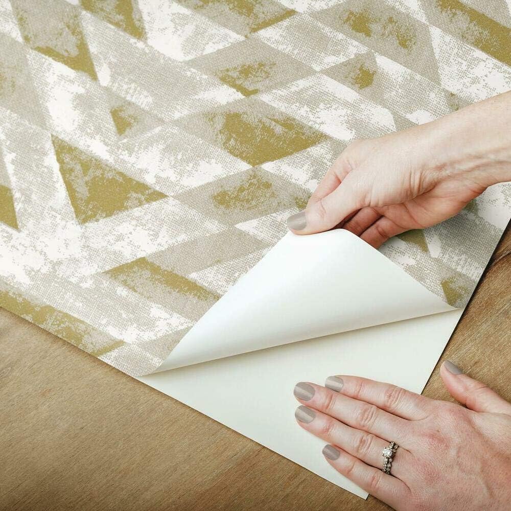 RoomMates RMK11521WP Southwest Geometric Metallic Gold and Gray Peel and Stick Wallpaper