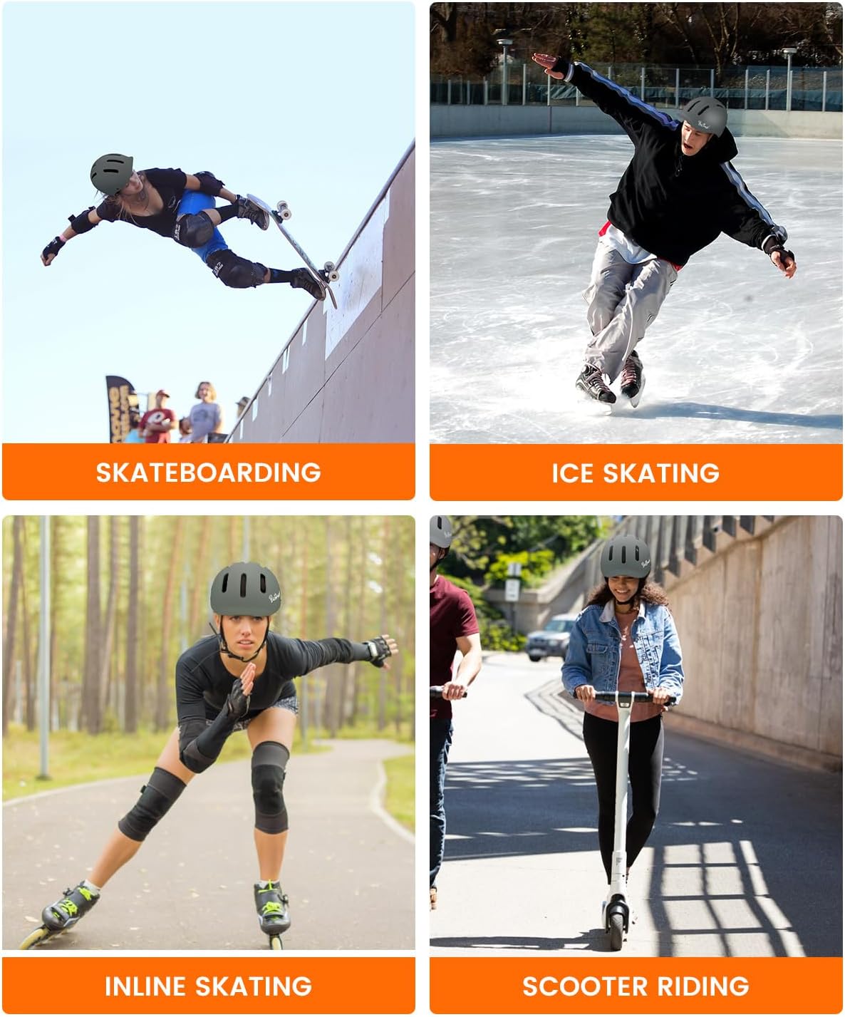 Skateboard Helmet, Adjustment Bike Helmets, Multi-Sport Bicycle Skateboard Skating Longboard Commuter Helmet for Men Women
