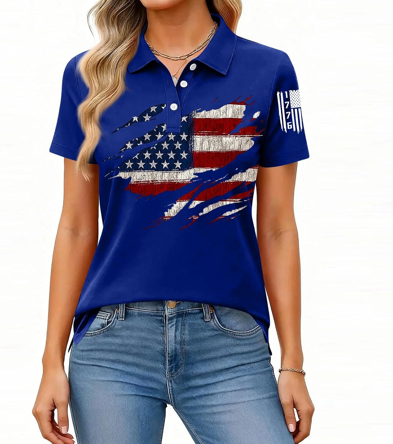 Womens Tops Independence Day Trendy Cute Short Sleeve Loose Fit Polo Shirts Summer Going Out Spring Tees Basics Tshirts 2026