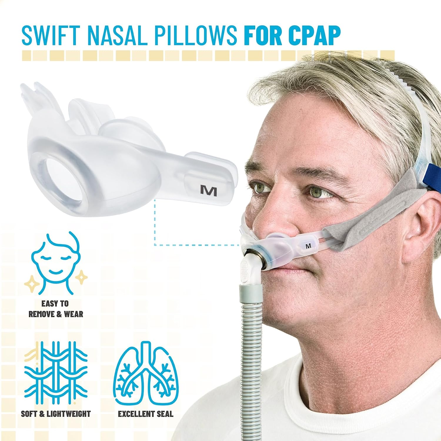 PalpitateC Medium Swift FX Nasal Pillow Cushion Replacement for ResMed Swift FX Nasal Pillow Mask, Replacement CPAP Silicone Dual-Wall Pillows Cushion - 1 Pack - Image 5