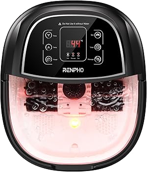 RENPHO Fussbad mit Massagefunktion, Geschenke für Frauen, Fußbad Massagegerät Elektrisch mit Timer,Fussbadewanne mit Massage mit Temperatureinstellung,Fußmassagegerät,Schwarz + Weiß