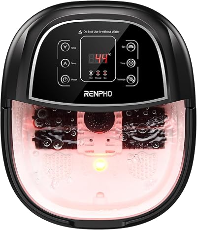 RENPHO Fussbad mit Massagefunktion, Geschenke für Frauen, Fußbad Massagegerät Elektrisch mit Timer,Fussbadewanne mit Massage mit Temperatureinstellung,Fußmassagegerät,Schwarz + Weiß