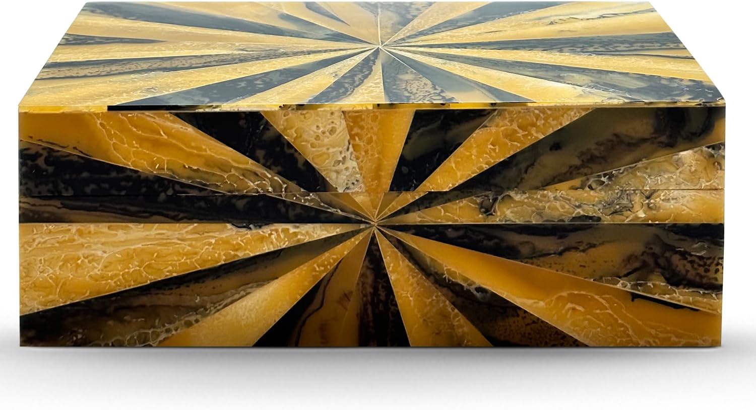 Perilla Home Home Decor Decorative Storage Wooden Box Small Yugen Organizer Tool Stash Card Craft Treasure Trinket Memory Keepsake Jewelry Box for Men and Women, Gifts For All, Black, Yellow and Brown