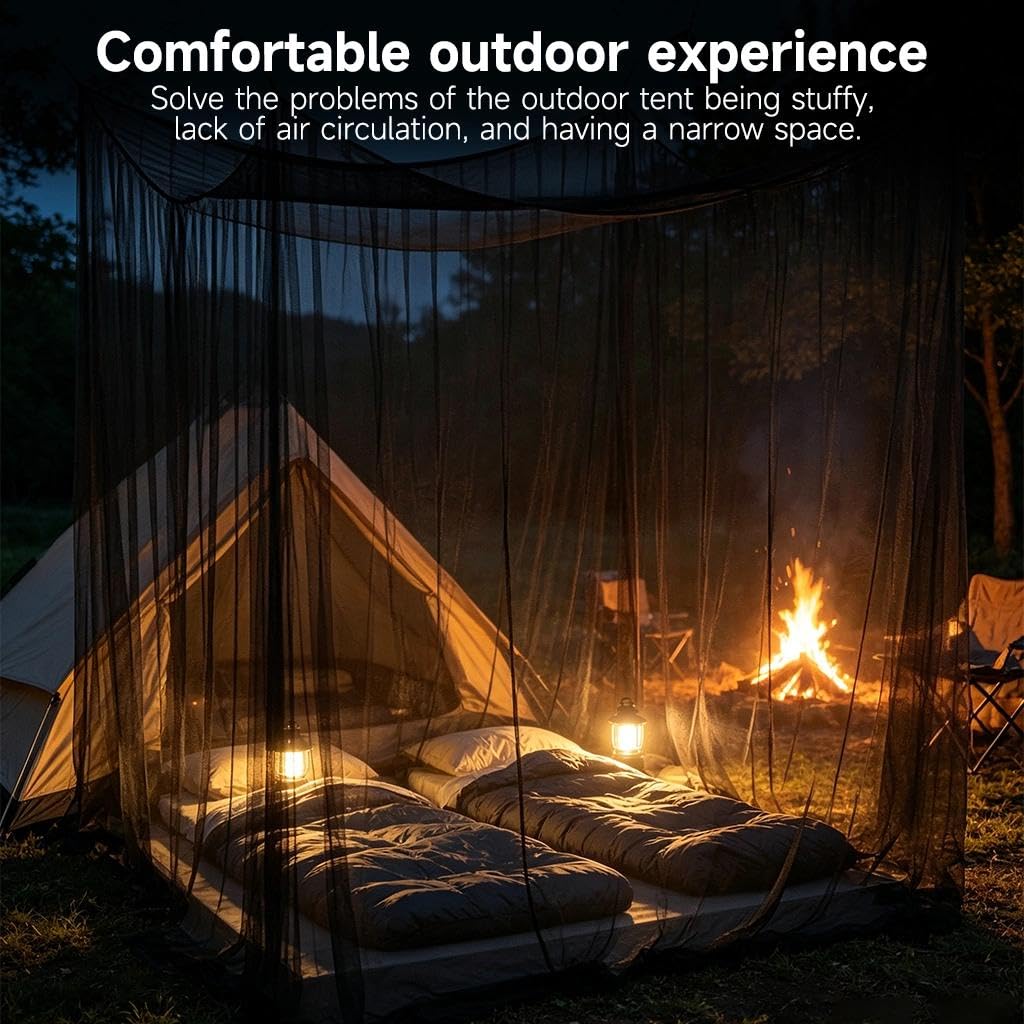 Moustiquaire Extérieur Moustiquaire XXL Jardin de Lit Double, Carrée Moustiquaire Intérieur pour Balcons, Pergolas, Piscines, Patios, Jardins et Camping (Noir 2 Portes, 2.2x2x2.4)