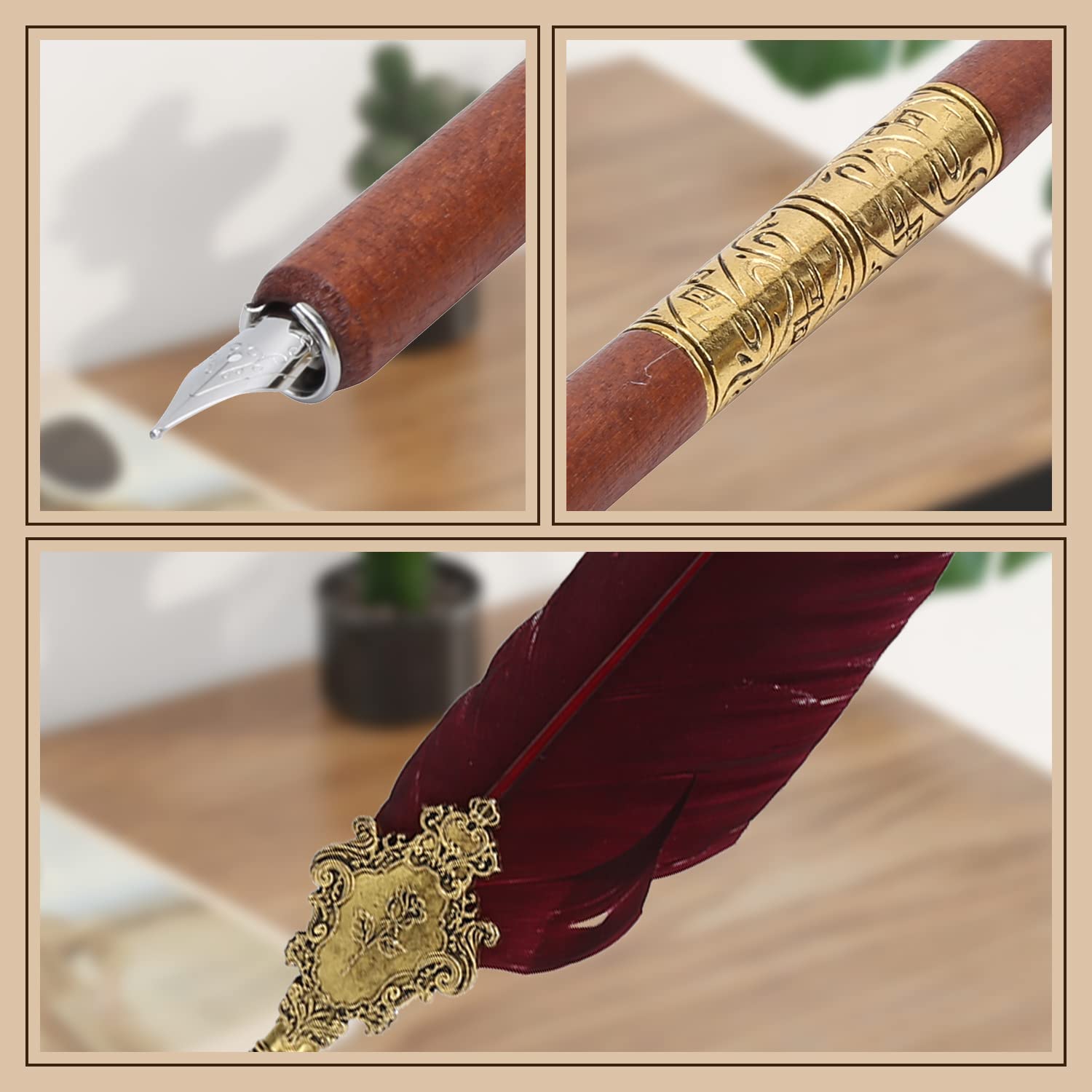 Juego De Bolígrafos De Plumas Retro, Incluye Bolígrafo De Inmersión De 