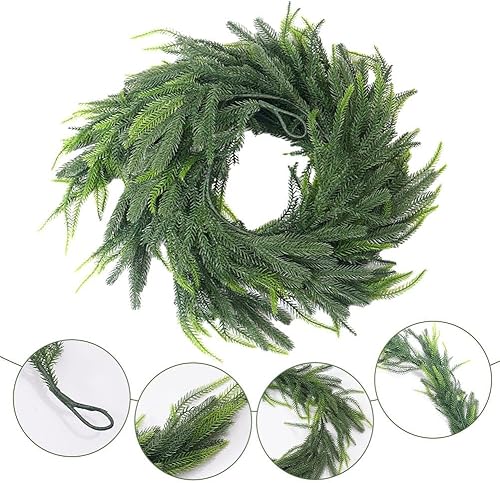 Miniatura 5 de Guirnalda de Navidad de 6 pies, guirnalda de pino Norfolk de Navidad, guirnalda de pino artificial para mesa de Navidad, chimenea, pared, decoración