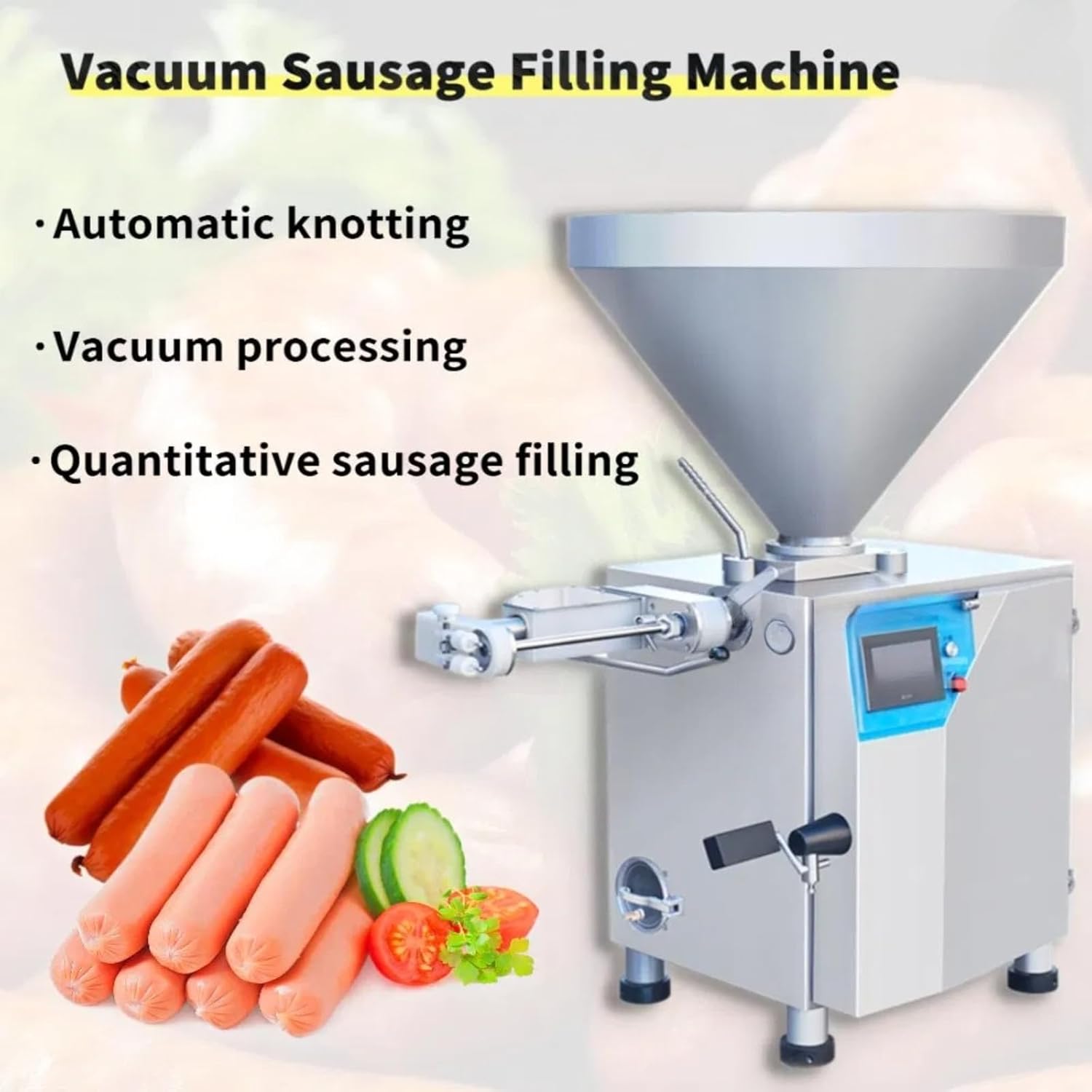 Commercial electric automatic vertical sausage stuffer, made of stainless steel, with foot pedal and adjustable speed function, professional sausage stuffer, suitable for home and restaurant use.