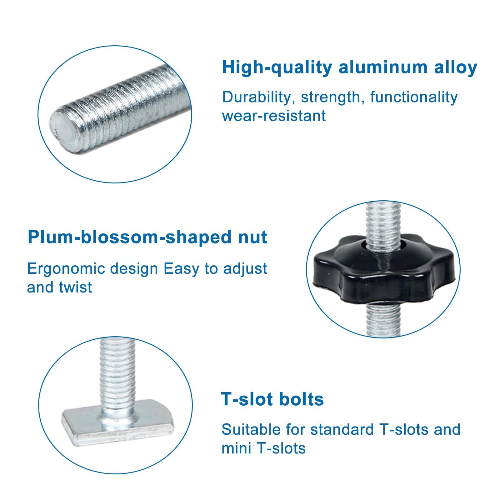 8 Set M8 T-Track Kit, T Track Bolts And Plastic Hand Nuts Kit - Image 3