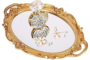 Zosenley Gold Decorative Small Mirror Tray