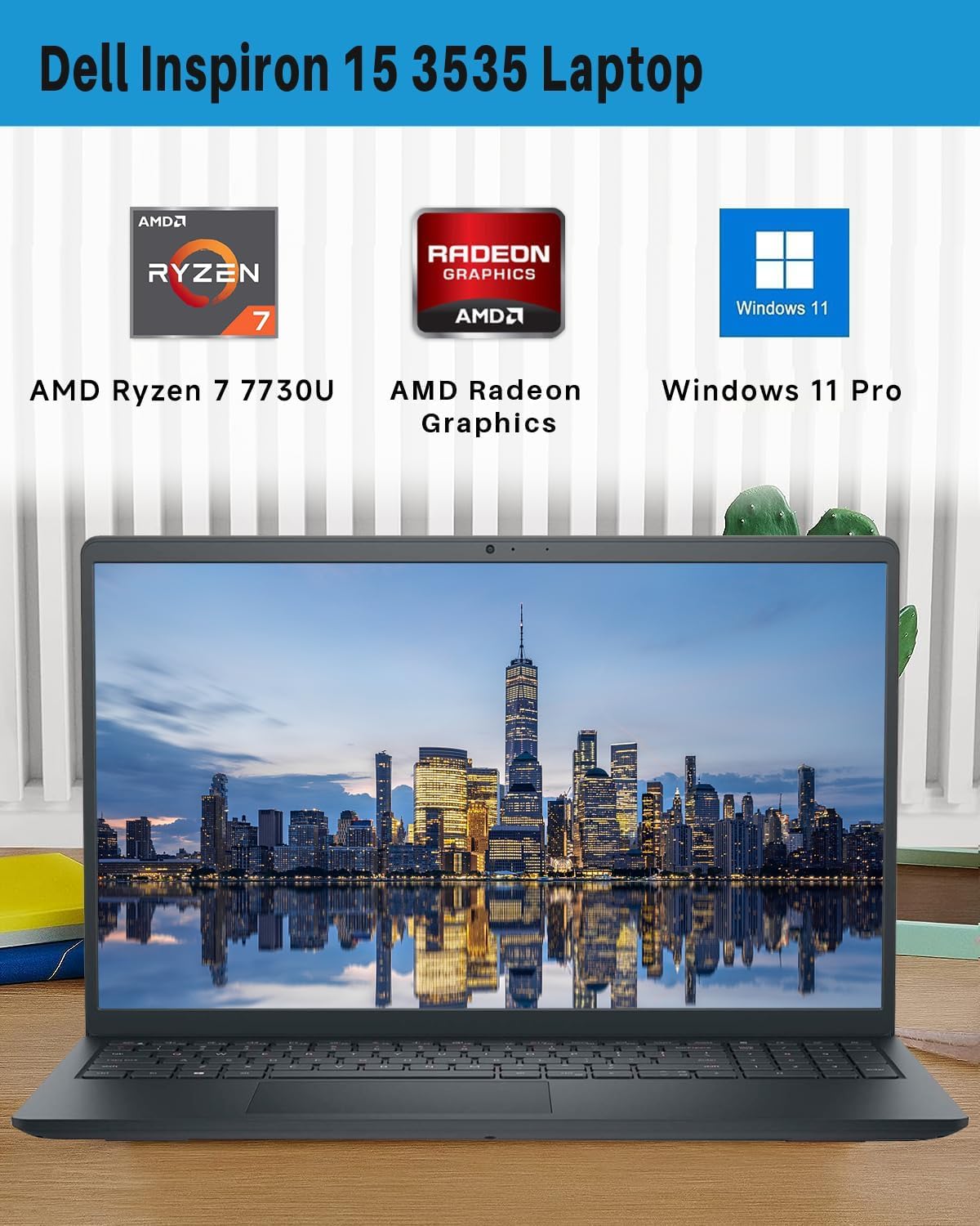 Dell Inspiron 15.6" FHD Touchscreen Laptop, AMD Ryzen 7 7730U (8-Core) Processor, 64 GB RAM, 4 TB SSD, AMD Radeon Graphics, Wi-Fi, Webcam, Windows 11 Pro, Long Battery Life, for Business & Student