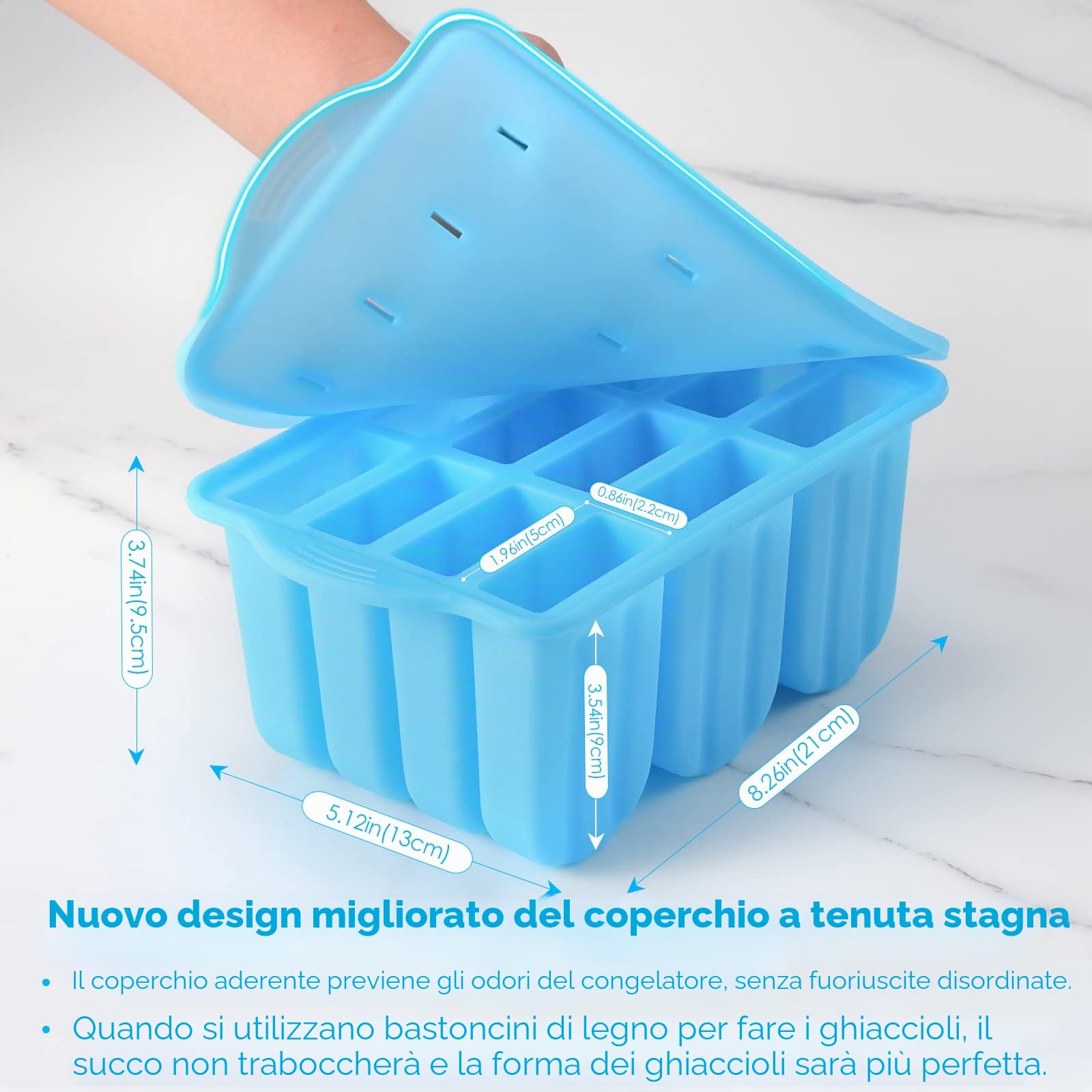 Sinnsally Stampi Ghiaccioli, Silicone Stampi per Gelato senza BPA,Stampo di gelato,Stampi Gelato Stecco,Stampi per Ghiaccioli in Silicone,Formine Ghiaccioli Riutilizzabili,Ghiaccioli Stampo (Blu)