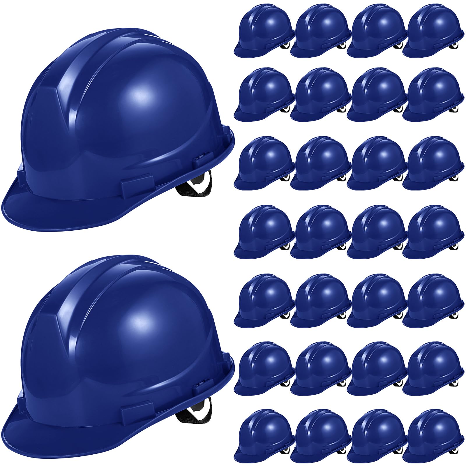 Xuhal 30 Pcs 4 Pt. Suspension Hard Hat Bulk Construction Hard Hat for Safety V Shape Cap Style Hardhats Adjustable Construction Hats for Men for Work Protection Supplies (Navy Blue)