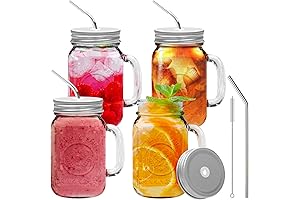 16oz Capsule Classic - Glass Mason Jar Set, with Lid, Straw, & Handle