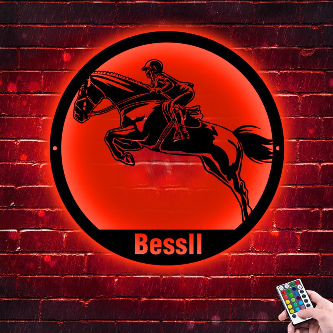 Custom Horse Racing Neon Sign, Personalized Metal Horse Night Light for Kids Girls Boys Illusion Night Lamp 16 Color Changing with Remote Control Timer, Bedroom Decor Birthday Gifts for Horse Lover