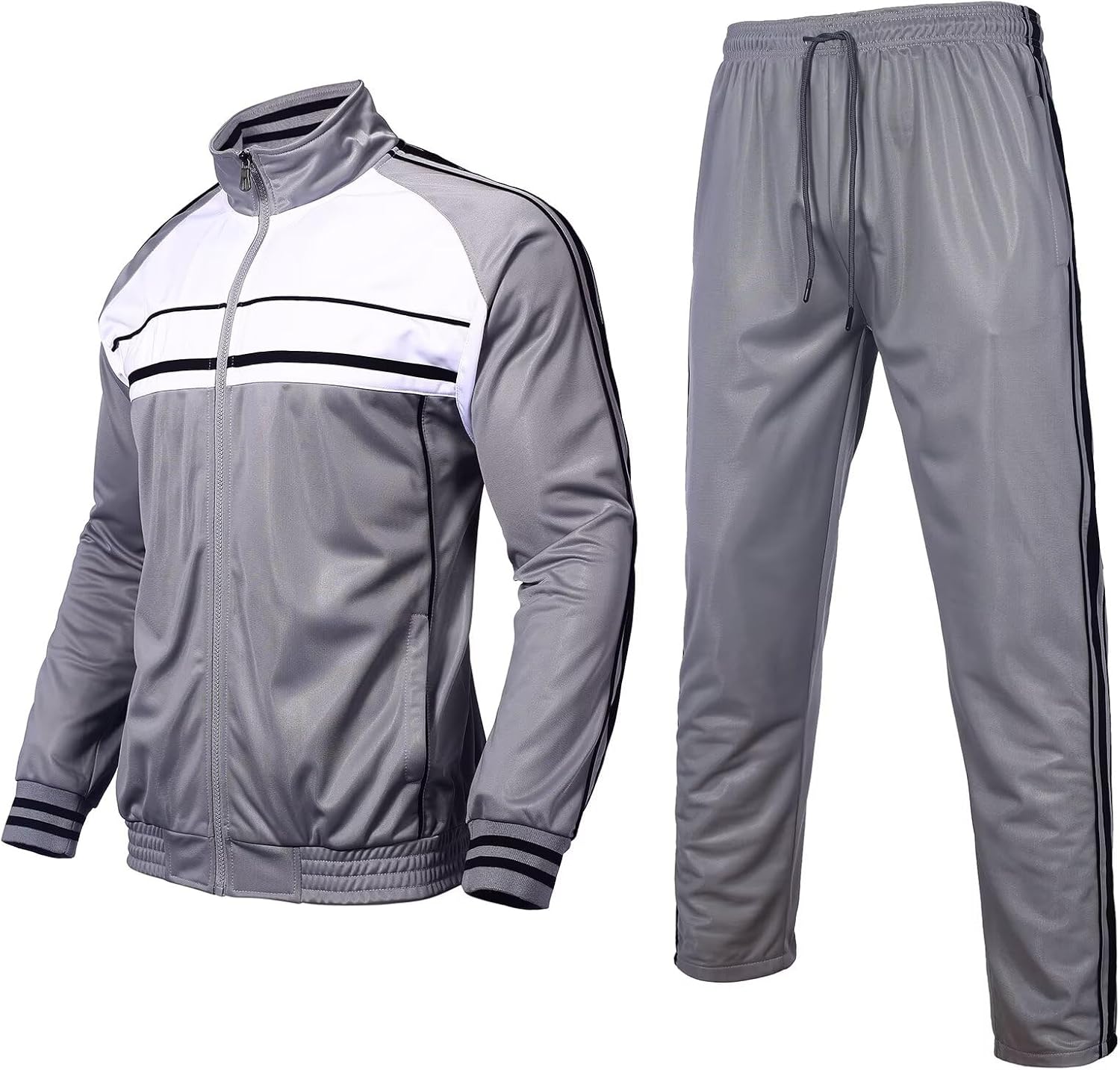 Mens Tracksuit set Classic Striped jogger sweat suit outfit 2 pieces for big tall men outdoor activewear