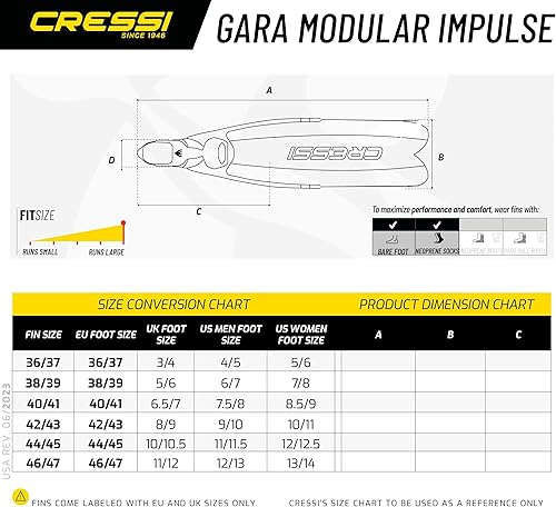Miniatura 5 de Cressi Gara Modular Impulse - Aletas para buceo libre con palas intercambiables, fabricadas en Italia