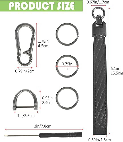 Miniatura 2 de RACOONA Llavero, llavero, llavero de cuero de microfibra, accesorios para automóvil, llavero universal de cuero con 3 llaveros, anillo en D