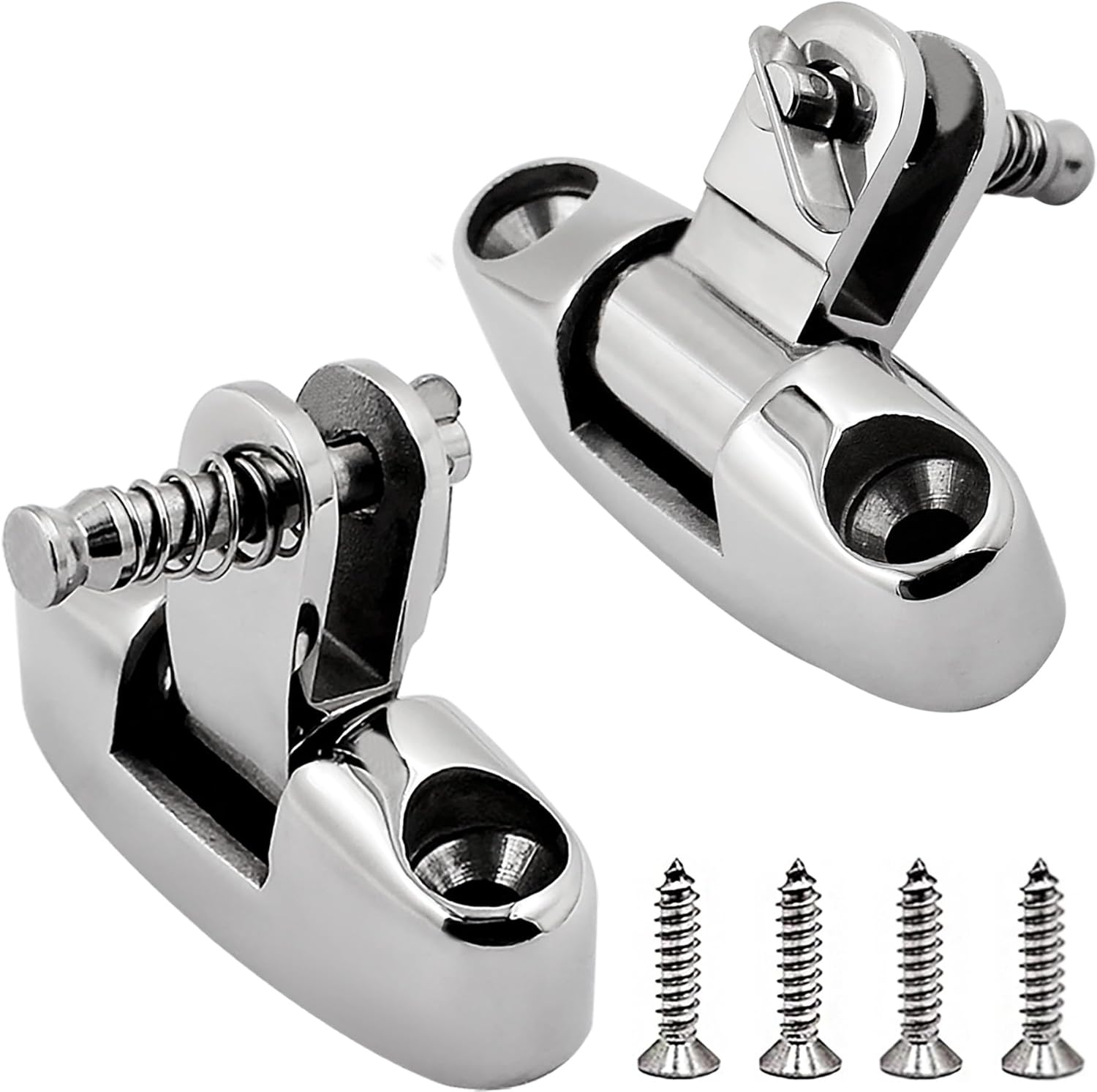 Bimini Top Swivel Deck Hinge with Removable Pin Stainless Steel 316 Marine Grade 180 Degree Adjustable Bimini Top Hardware Swivel Side Mount Quick Release Hinge with Screws
