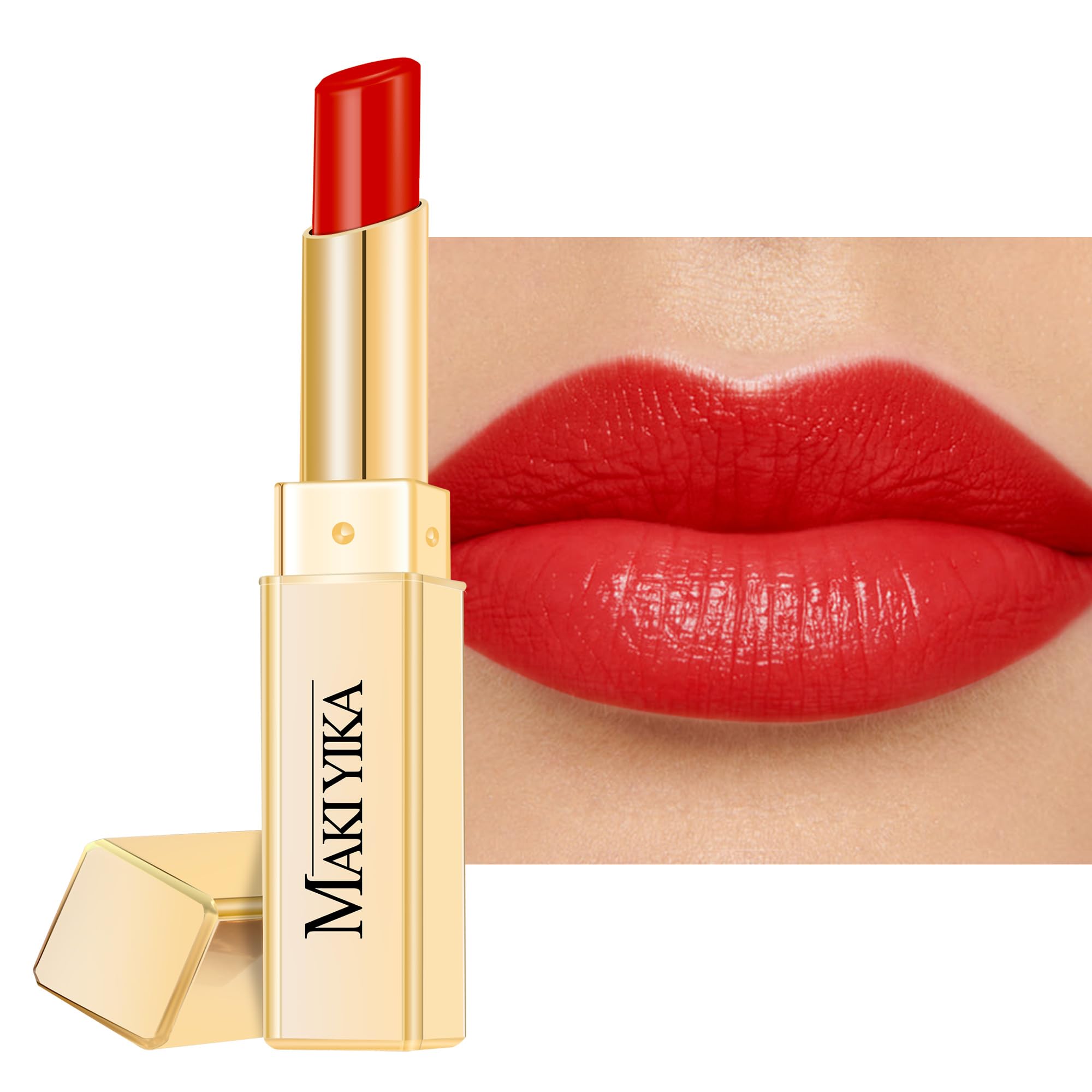 MAKI YIKA Moisture Red Lipstick for Women Hydrated Tinted Lip Balm for Dry Cracked Lips Weightless Glossy Lip Color Juicy Finish,MA063 Red Soul