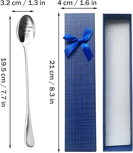 Miniatura 6 de HSSPIRITZ My Ice Cream Spoon - Cuchara de acero inoxidable grabada, la mejor cuchara de helado para amigos, mujeres, hombres, niños, cumpleaños, San