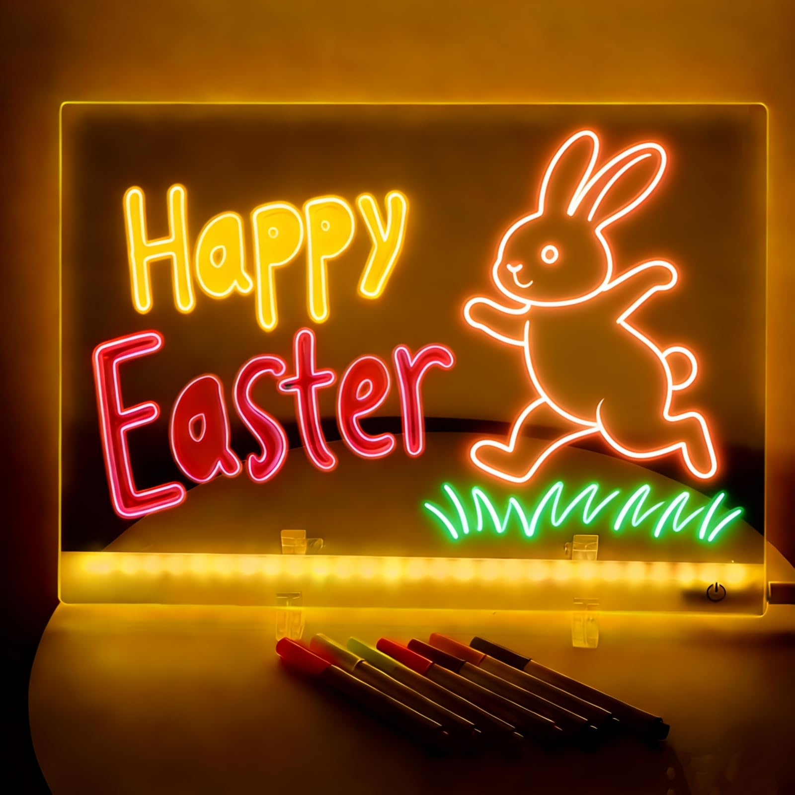 LED Drawing Board, 13.7"X10" LED Note Board with Colors, Light Up Acrylic Dry Erase Board with Stand, 4 Modes LED Writing Message Glow Memo Board,