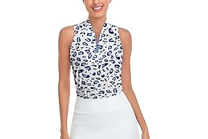 Soneven Women's Animal Print Golf Shirts, Moisture Wicking Sleeveless Golf Polos