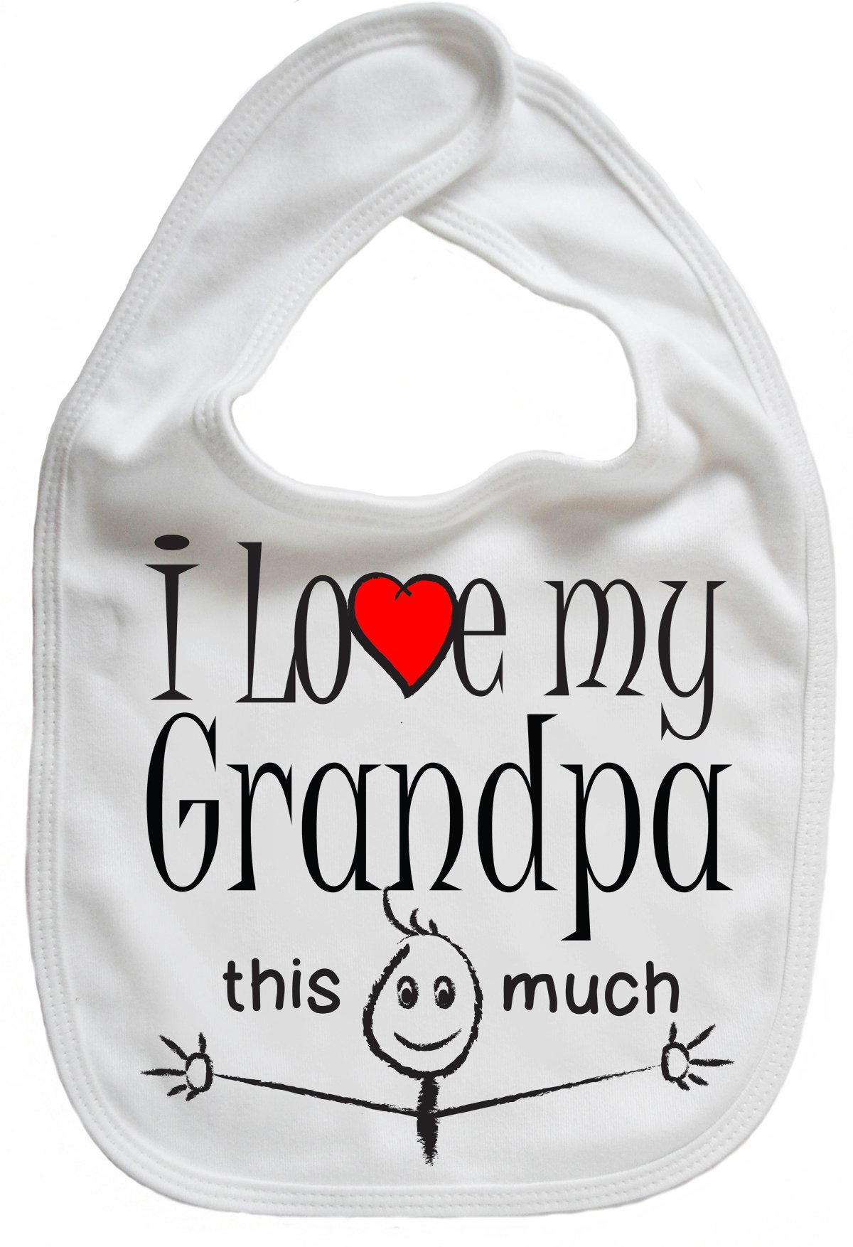 Image is Everything IiE, I Love My Grandpa This Much, Grandson Granddaughter Baby Unisex Soft Cotton Feeding Bib, White — image 1