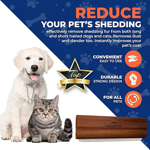 Vista 25 de EasyGroomer - Cepillo para quitar pelos para perros y gatos, color morado, herramienta de capa interior para mascotas grandes y pequeñas, peine que