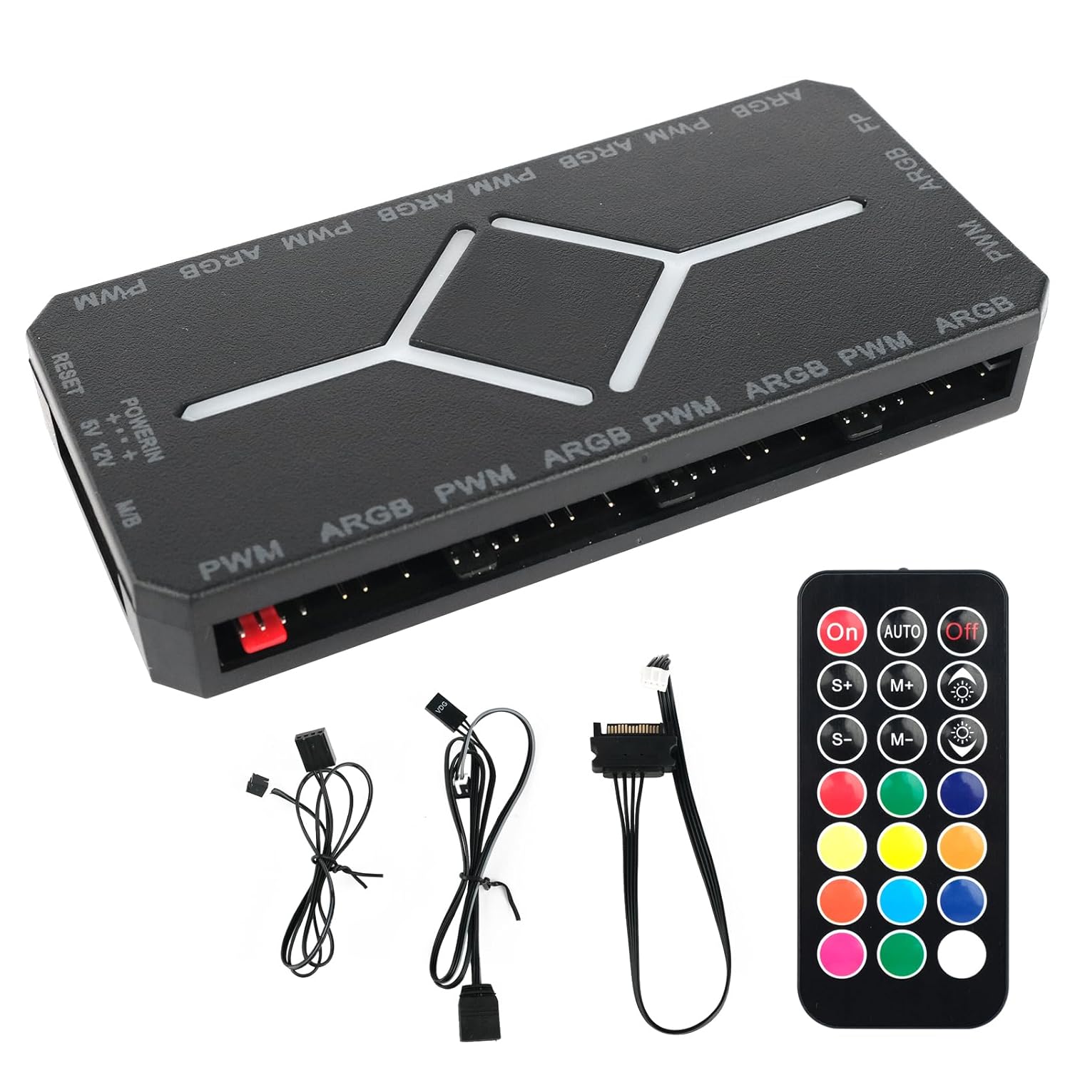 Amazon.com: ARGB PWM Fan Hub, Addressable 5V-3PIN 2-in-1 RGB Computer ...